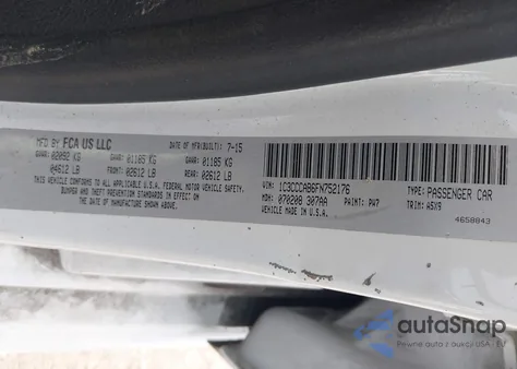 2015 Chrysler 200 Limited from USA, damaged, VIN 1C3CCCAB6FN752176